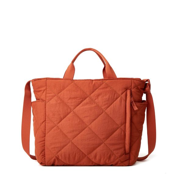 Puffer Tote Bag Quilted Shoulder Crossbody Handbag Lattice Nylon Padded :v - Picture 1 of 8